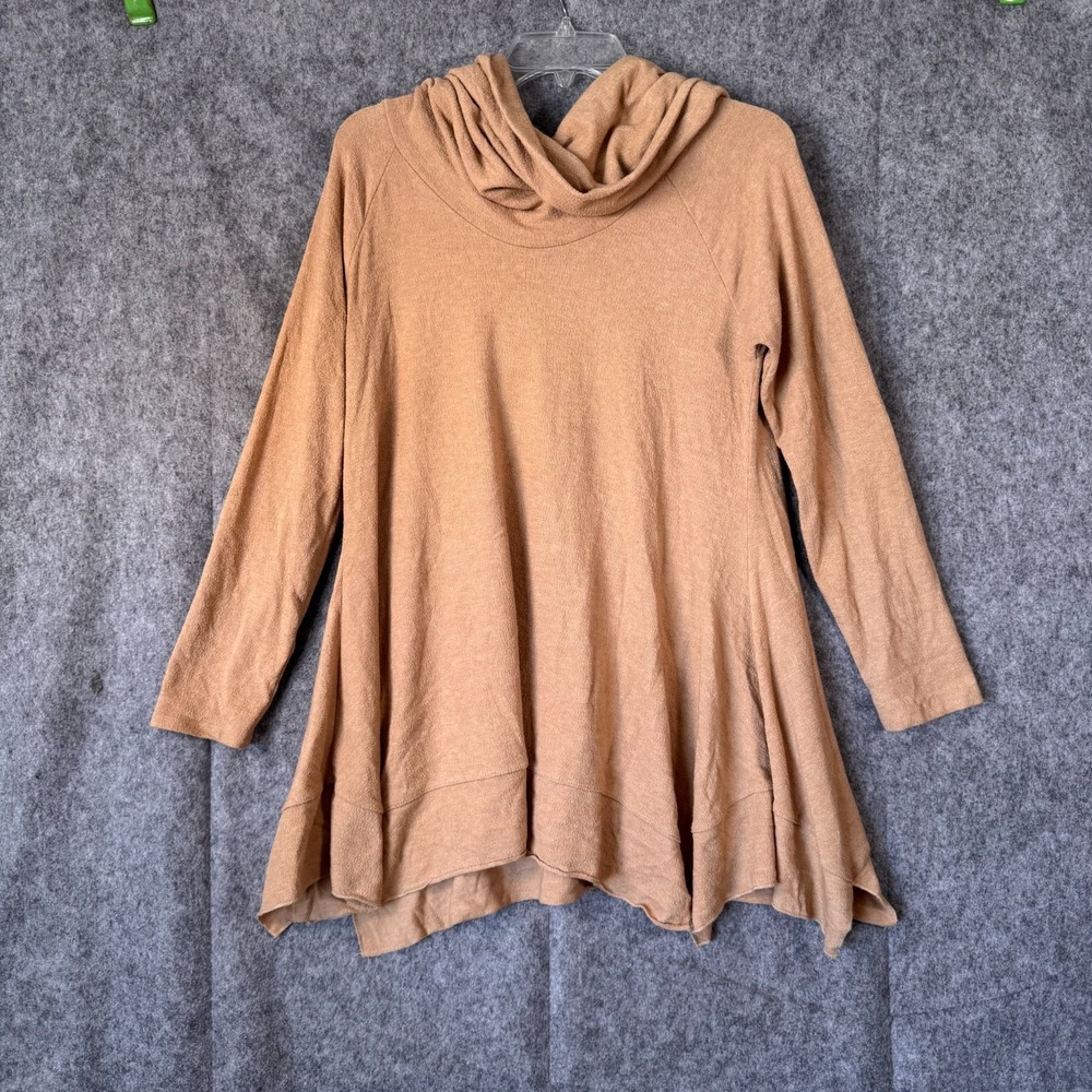 Soft Surroundings Bcall Tunic Cowl Neck Top Medium Vtg Shark Bite Hem Boho Shirt